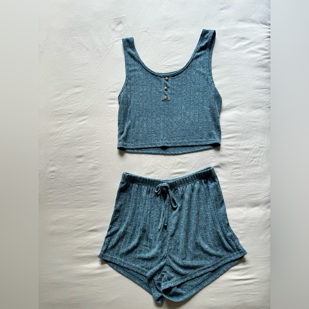 matching blue PJ set